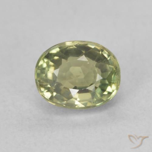 0.76ct 天然 黄绿色 蓝宝石, 椭圆形, VS