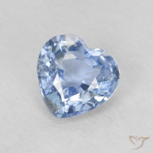 0.59ct 天然 浅淡蓝 蓝宝石, 心形, VS
