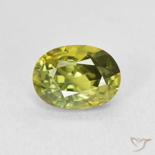 2.04ct 天然 黄绿色 蓝宝石, 椭圆形, VVS-VS