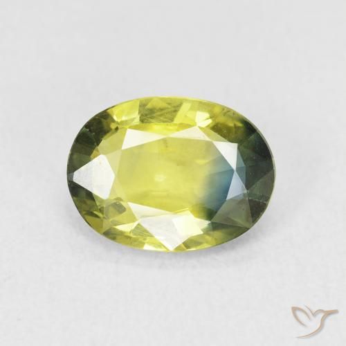 1.83ct 天然 绿黄色 蓝宝石, 椭圆形, VVS-VS