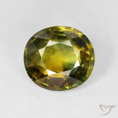 3.42ct 天然 暖绿 蓝宝石, 椭圆形, VS