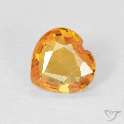 0.42ct 天然 橙金 蓝宝石, 心形, VVS