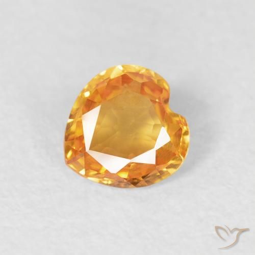 0.40ct 天然 橙金 蓝宝石, 心形, VVS