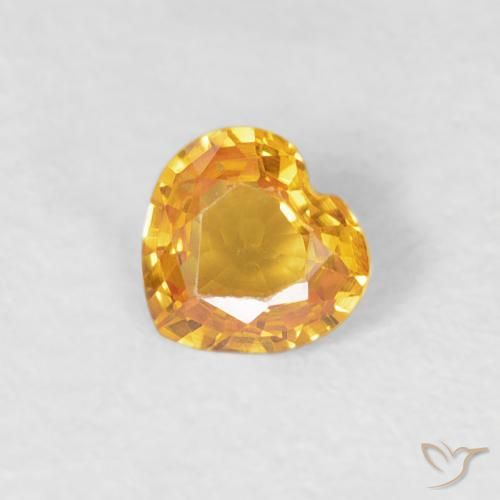 0.32ct 天然 深橙色-金色 蓝宝石, 心形, VVS