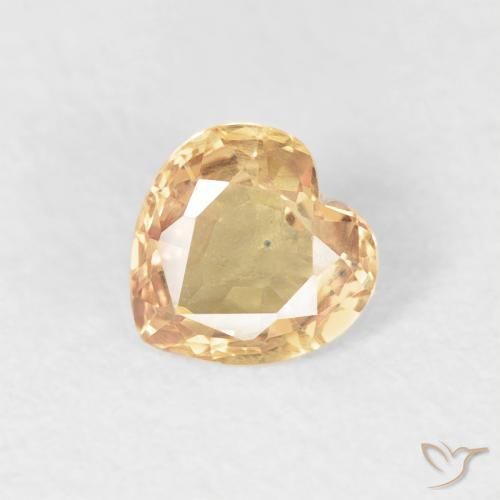 0.48ct 天然 金色 蓝宝石, 心形, VVS