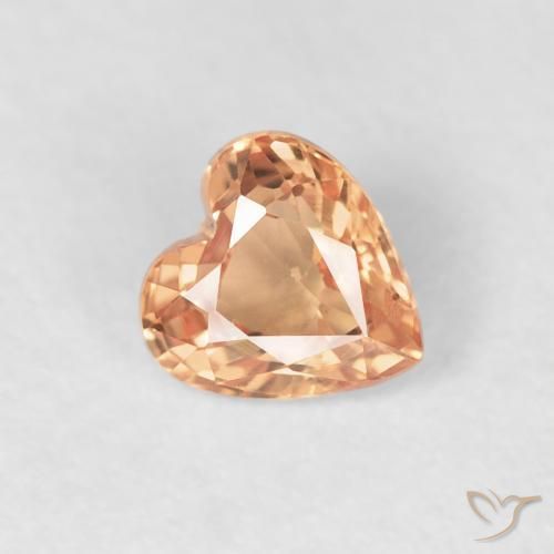 0.50ct 天然 浅橙色 蓝宝石, 心形, VVS