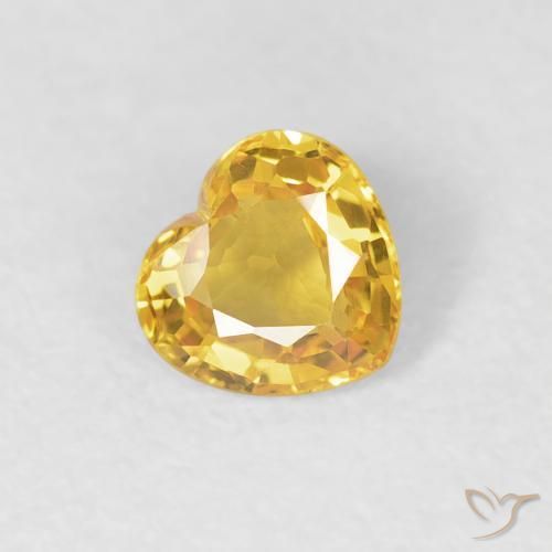 0.38ct 天然 金色 蓝宝石, 心形, VVS
