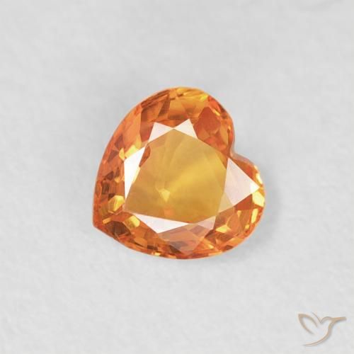 0.40ct 天然 亮橙色 蓝宝石, 心形, VVS