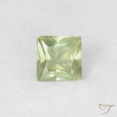 0.18ct 天然 浅黄绿色 蓝宝石, 正方形, VS