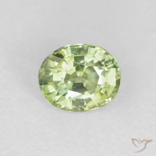 0.51ct 天然 浅活泼的绿色 蓝宝石, 椭圆形, VVS
