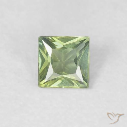 0.18ct 天然 暖绿 蓝宝石, 正方形, VVS-VS