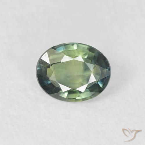 0.30ct 天然 中蓝绿色 蓝宝石, 椭圆形, VVS-VS