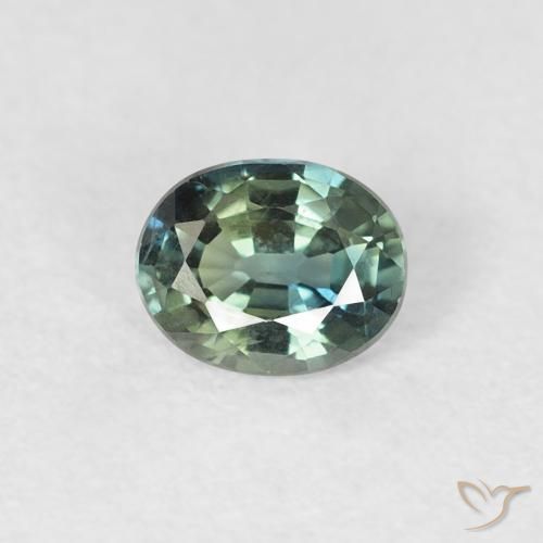 0.42ct 天然 蓝绿色 蓝宝石, 椭圆形, VVS-VS