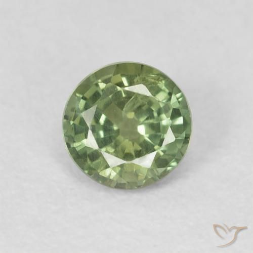 0.54ct 天然 暖绿 蓝宝石, 圆形的, VS