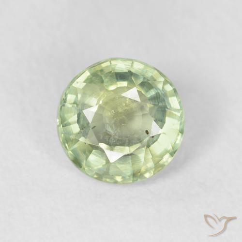 0.80ct 天然 非常浅的绿色 蓝宝石, 圆形的, VS