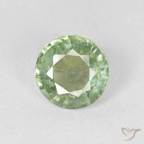 0.73ct 天然 非常浅的绿色 蓝宝石, 圆形的, VS