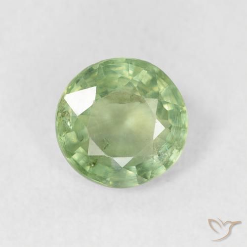 0.80ct 天然 暖绿 蓝宝石, 圆形的, VS