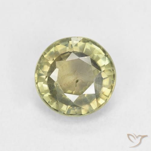 0.86ct 天然 黄绿色 蓝宝石, 圆形的, VS