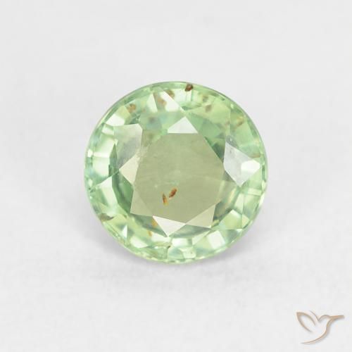 0.81ct 天然 浅黄绿色 蓝宝石, 圆形的, VS