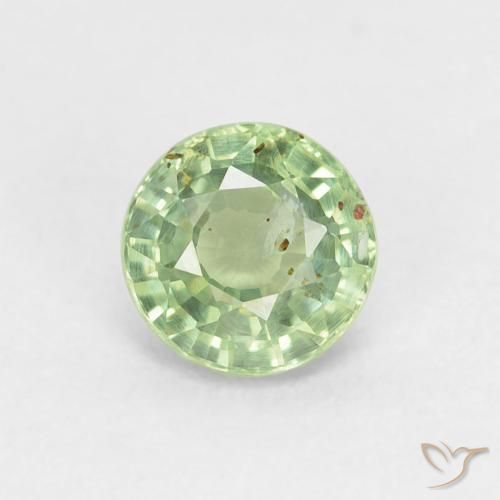0.98ct 天然 浅黄绿色 蓝宝石, 圆形的, VS