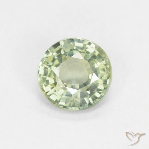 0.86ct 天然 浅绿色 蓝宝石, 圆形的, VS