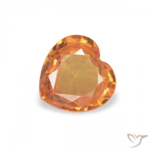 0.38ct 天然 深橙色 蓝宝石, 心形, VVS
