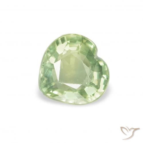 0.64ct 天然 非常浅的绿色 蓝宝石, 心形, VS