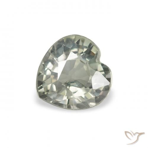 0.77ct 天然 绿灰色 蓝宝石, 心形, VS