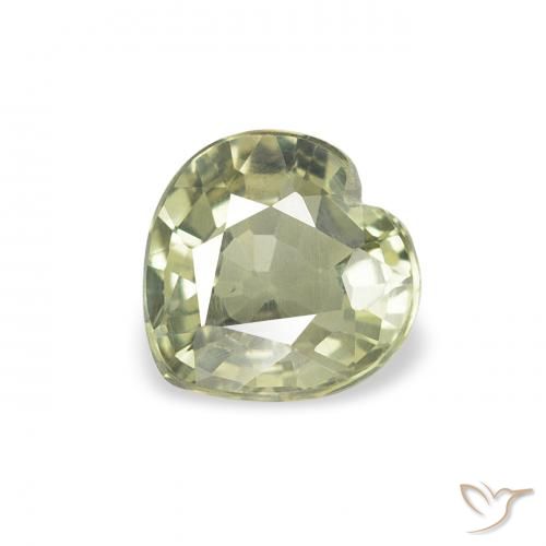0.70ct 天然 黄绿色 蓝宝石, 心形, VVS-VS