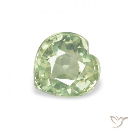0.76ct 天然 非常浅的鼠尾草绿色 蓝宝石, 心形, VVS-VS