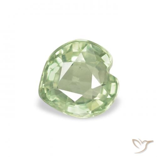 0.65ct 天然 非常浅的鼠尾草绿色 蓝宝石, 心形, VVS-VS
