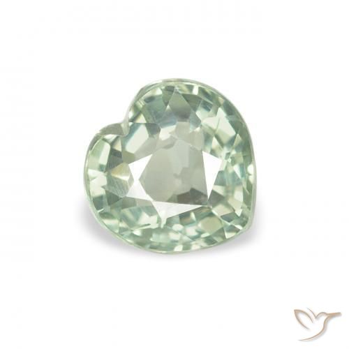 0.69ct 天然 浅绿色 蓝宝石, 心形, VVS-VS