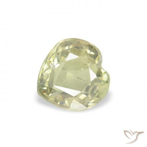 0.60ct 天然 黄绿色 蓝宝石, 心形, VS