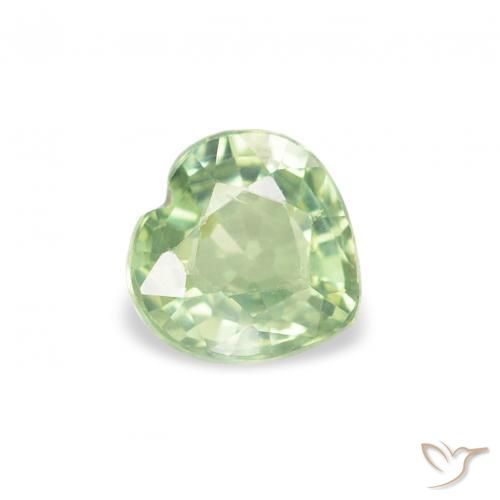 0.65ct 天然 非常浅的鼠尾草绿色 蓝宝石, 心形, VS