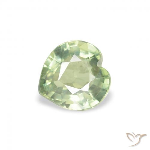 0.61ct 天然 非常浅的鼠尾草绿色 蓝宝石, 心形, VS