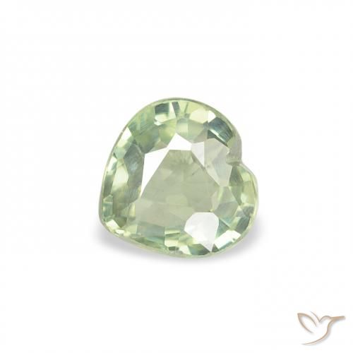 0.61ct 天然 非常浅的鼠尾草绿色 蓝宝石, 心形, VS