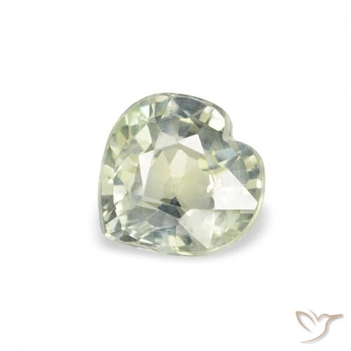 0.67ct 天然 非常浅的绿色 蓝宝石, 心形, VS