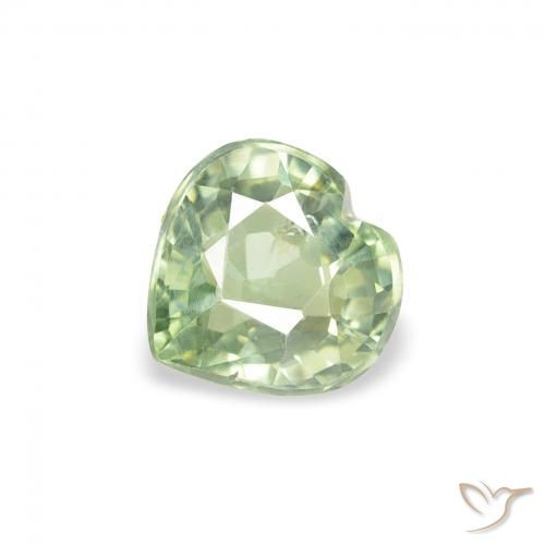 0.71ct 天然 非常浅的鼠尾草绿色 蓝宝石, 心形, VS