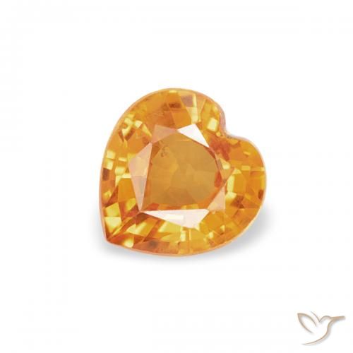 0.39ct 天然 橙金 蓝宝石, 心形, VS