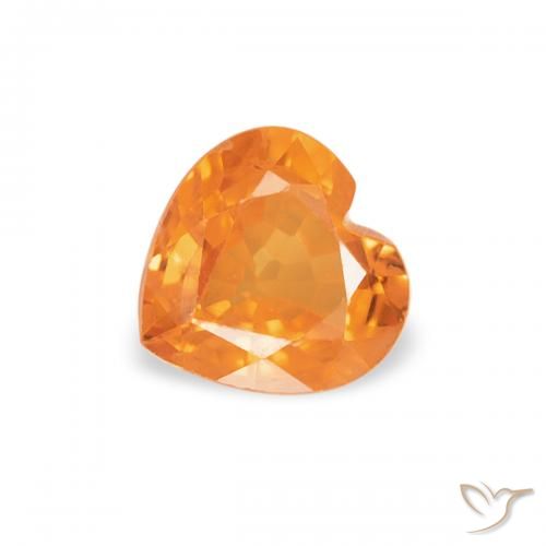 0.44ct 天然 亮橙色 蓝宝石, 心形, VVS-VS