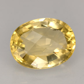 5.95克拉天然黄色方柱石，椭圆形切割，13.4×10.5毫米，VS