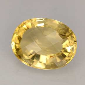 5.95克拉天然黄色方柱石，椭圆形切割，13.4×10.5毫米，VS