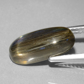 3.58克拉天然多色方柱石，椭圆形切割，13.8×6.5毫米，半透明