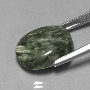 9.89克拉天然绿色绿泥石，椭圆形切割，15.8×11.9毫米，不透明