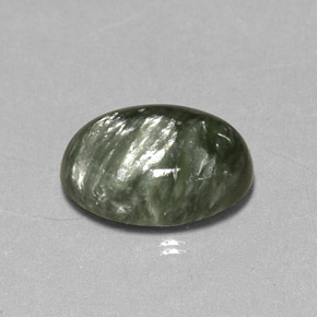 4.87克拉天然绿色绿泥石，椭圆形切割，14×10毫米，不透明