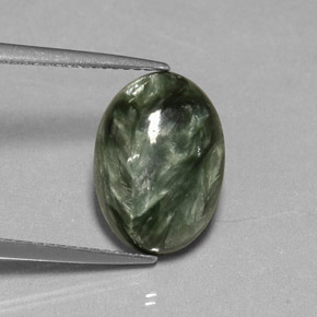 4.01克拉天然绿色绿泥石，椭圆形切割，14×10毫米，不透明