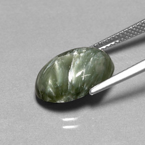 4.86克拉天然绿色绿泥石，椭圆形切割，14.1×10毫米，不透明