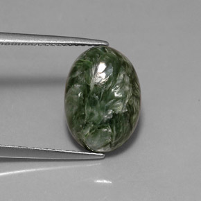4.80克拉天然绿色绿泥石，椭圆形切割，13.8×10毫米，不透明