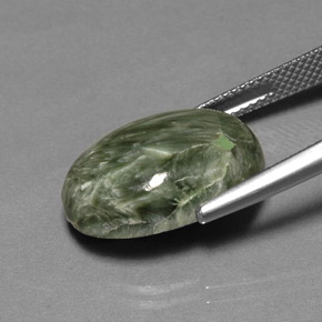 10.69克拉天然绿色绿泥石，椭圆形切割，18.2×13.2毫米，不透明