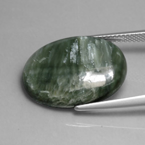 11.82克拉天然绿色绿泥石，椭圆形切割，20.1×15.1毫米，不透明